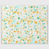 Aqua-, groen-, gouden terrazzen handgemaakt verpak cadeaupapier (Vlak)