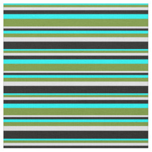 Aqua, Groen, Lavender en Zwart Striped Patroon Stof