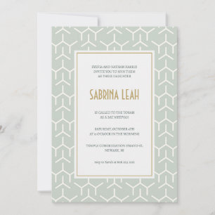 Aqua groen modern patroon Bat Mitzvah Kaart