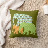 Aqua, Groen, Oranje Sierkussen Elephants (Deken)