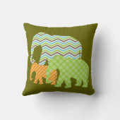 Aqua, Groen, Oranje Sierkussen Elephants (Achterkant)