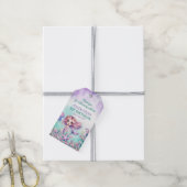 Aqua Groen paarse Kleine Zeemeermin meisje 1e Verj Cadeaulabel (Met Touw)