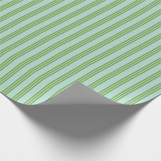 Aqua & Groen Snoep Stripe Wrapping Paper Cadeaupapier (Hoek)