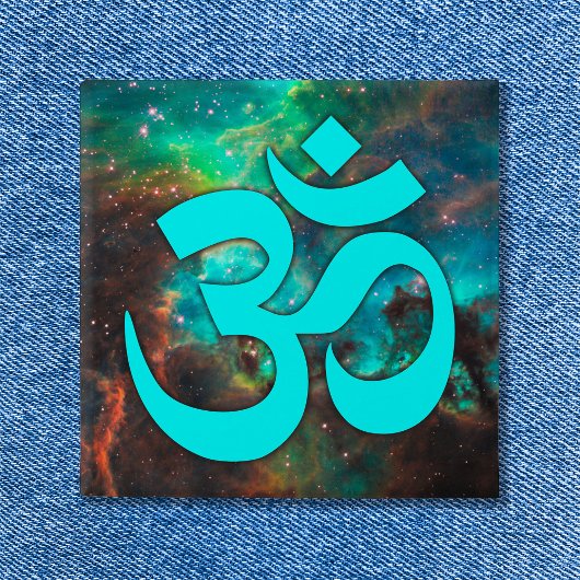 Aqua Groen Sterrencluster Om Symbool Vierkante Button 5,1 Cm