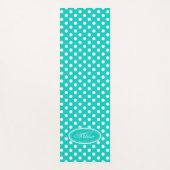Aqua groen wit polka dot yoga mat (Voorkant)