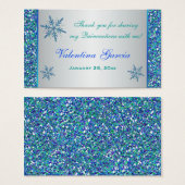 Aqua Groen Zilver Sneeuwvlokken Quinceanera Favor  Visitekaartjes (Voorkant /achterkant)