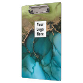 Aqua Groen Zwart Blauwgroen Goud DIY Logo Journal Klembord (Links)