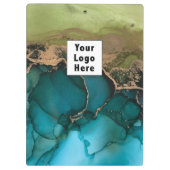 Aqua Groen Zwart Blauwgroen Goud DIY Logo Journal Klembord (Achterkant)