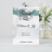 Aqua groene aquarel save the date (Staand voorkant)