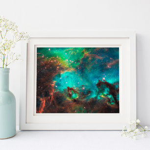 Aqua Groene Sterrenhoop Hemellichaam 10x8 Poster