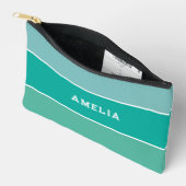 Aqua groene streep varsity monogram etui (Open)
