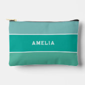 Aqua groene streep varsity monogram etui (Voorkant)