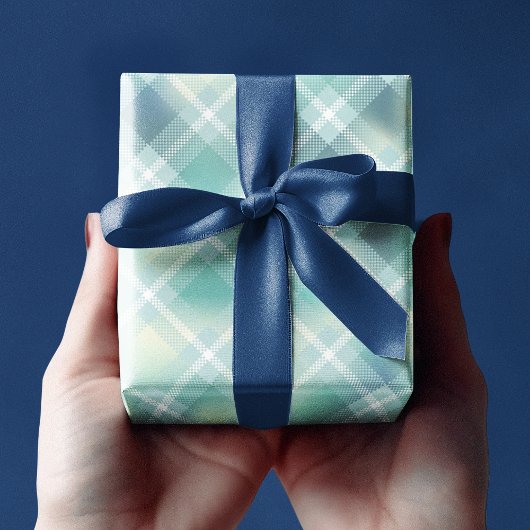 Aqua groene tartan geruite patroon aangepaste mono cadeaupapier