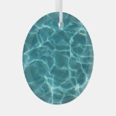 Aqua Groene Zwembad Foto Glas Ornament (Voorkant Rechts)