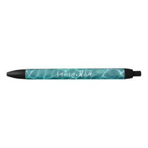 Aqua Groene Zwembad Krullende Handtekening Naam Blauwe Inkt Pen