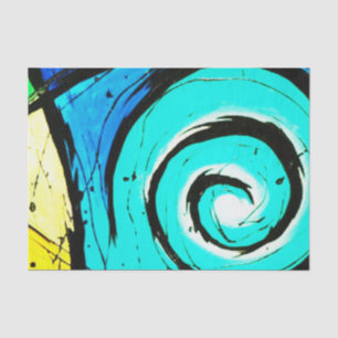 Aqua Groovy Modern Swirls Abstract Tissuepapier