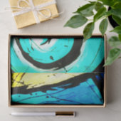 Aqua Groovy Modern Swirls Abstract Tissuepapier (Geschenk)