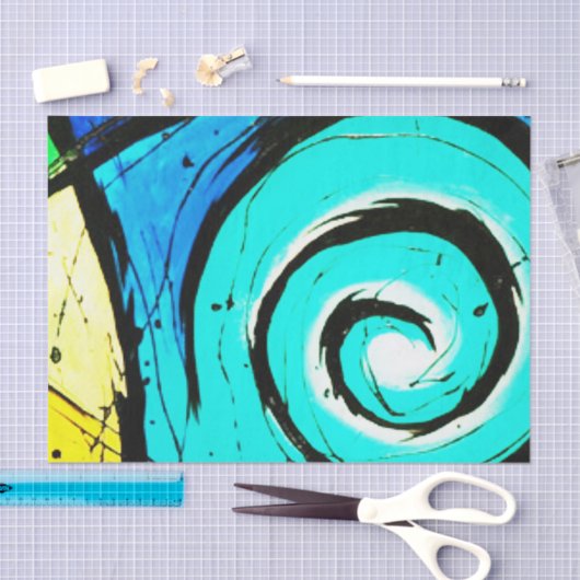 Aqua Groovy Modern Swirls Abstract Tissuepapier (Craft)