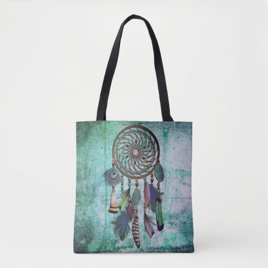 Aqua Grunge | Boho Style Dreamweaver Tote Bag (Voorkant)