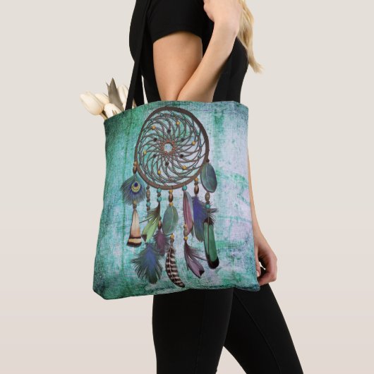 Aqua Grunge | Boho Style Dreamweaver Tote Bag (Dichtbij)