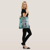Aqua Grunge | Boho Style Dreamweaver Tote Bag (Op model)
