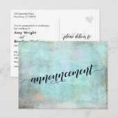 Aqua Grunge Postponed Wedding Notice Briefkaart (Voorkant / Achterkant)