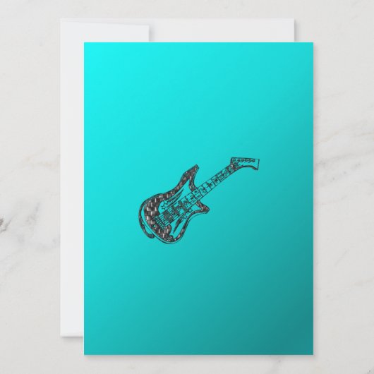 Aqua Guitar Party Kaart (Achterkant)