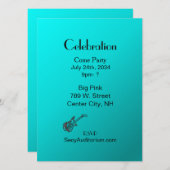 Aqua Guitar Party Kaart (Voorkant / Achterkant)