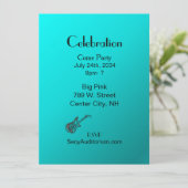 Aqua Guitar Party Kaart (Staand voorkant)