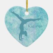 Aqua Gymnast op Blauwgroen Patroon Keramisch Ornament (Voorkant)