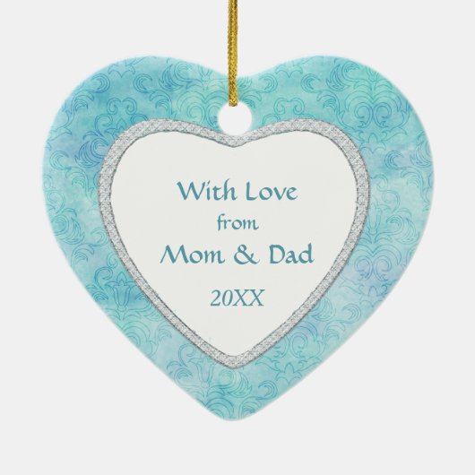 Aqua Gymnast op Blauwgroen Patroon Keramisch Ornament (Achterkant)