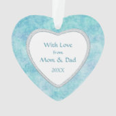 Aqua Gymnast op Blauwgroen Patroon Ornament (achterkant)