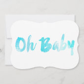 Aqua Hand Lettered Waterverf Baby Boy Shower Kaart (Achterkant)