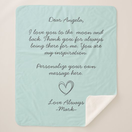 Aqua Handwrite Love Letter of message Sherpa Deken (Voorkant)