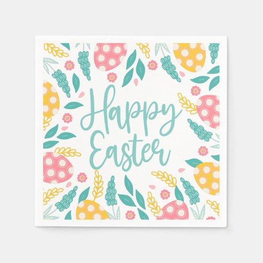 Aqua Happy Easter Foliage Servet (Voorkant)