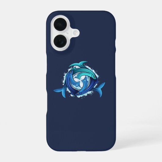 Aqua Harmony: Verstrengelde vis Trinity iPhone 16 Hoesje (Achterkant)