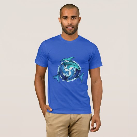 Aqua Harmony: Verstrengelde vis Trinity T-shirt (Voorkant volledig)