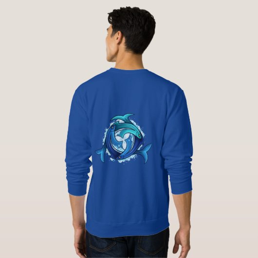 Aqua Harmony: Verstrengelde vis Trinity Trui (Achterkant volledig)