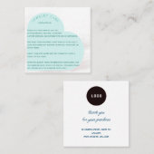 Aqua Hart Boog Sieraden Zorg Instructie Bedankt Vierkante Visitekaartje (Voorkant / Achterkant)