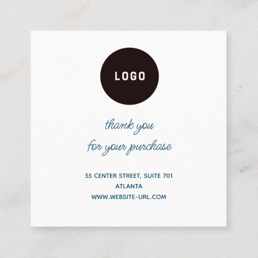 Aqua Hart Boog Sieraden Zorg Instructie Bedankt Vierkante Visitekaartje (Achterkant)