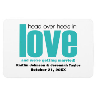 Aqua Head over Heels Save the Date Magnet Magneet