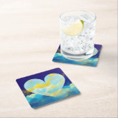 Aqua Heart in de Sky-Onderzetters Kartonnen Onderzetters (Insitu)