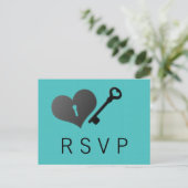 Aqua Heart Lock en Key Response Kaart (Staand voorkant)