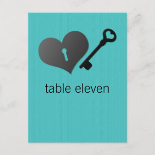 Aqua Heart Lock en Key Table Briefkaart