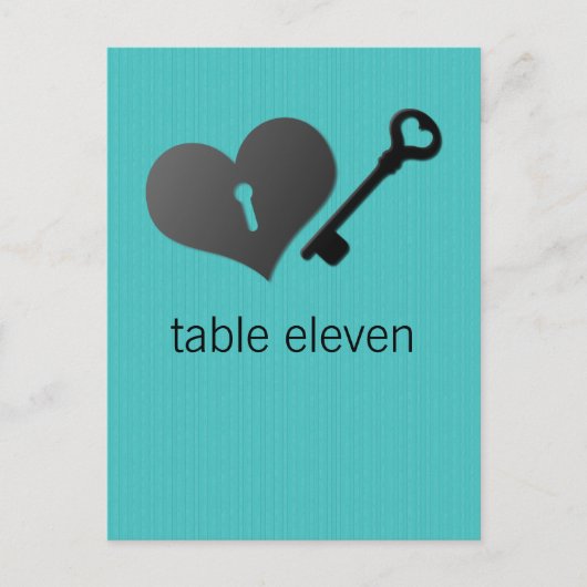 Aqua Heart Lock en Key Table Briefkaart (Voorkant)