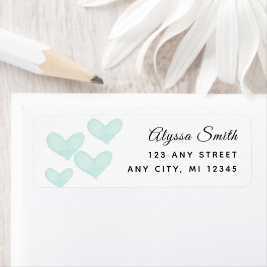 Aqua Hearts Return Address Labels (Insitu)