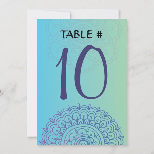 AQUA HEMSA Bat Mitzvah Table Seating Card Kaart (Voorkant)