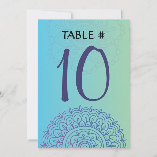 AQUA HEMSA Bat Mitzvah Table Seating Card Kaart (Achterkant)