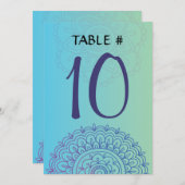 AQUA HEMSA Bat Mitzvah Table Seating Card Kaart (Voorkant / Achterkant)