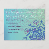 Aqua HEMSA HAND GOD Bat Mitzvah Reply Card